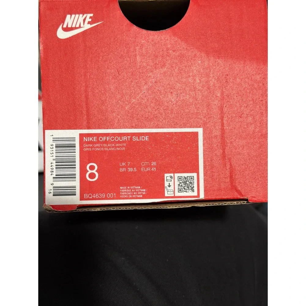Nike Offcourt Slide Mens 8 Dark Grey Black White Athletic Sandals BQ4639-001